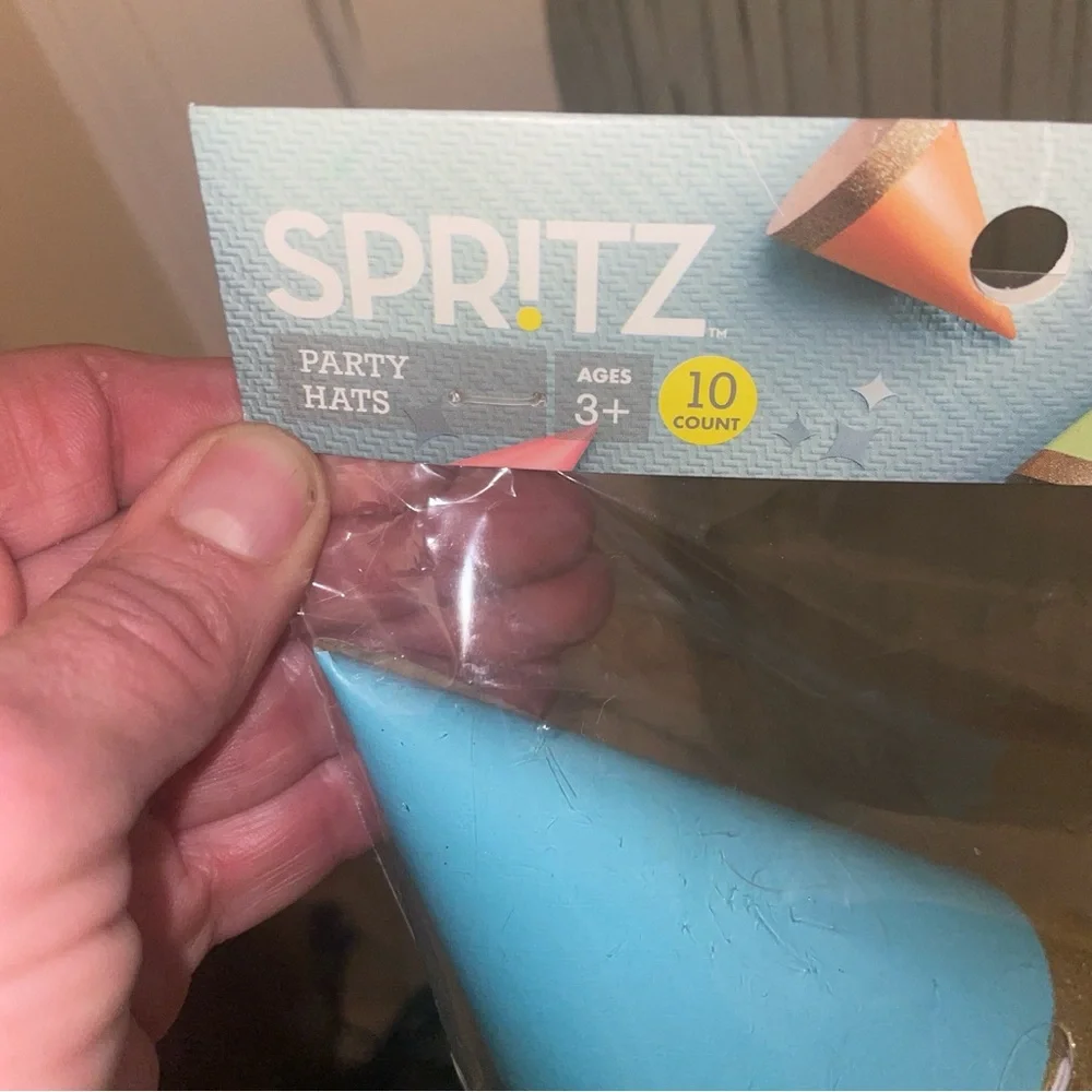 NWT Spritz 20 Blue & Glitter Gold Kids Party Hats